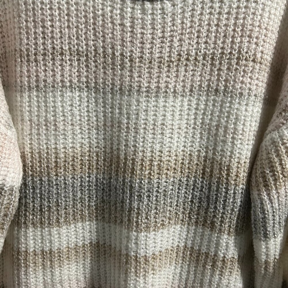 Ady P Striped Knit Sweater Scoop Neckline Women's Size L - Picture 3 of 9